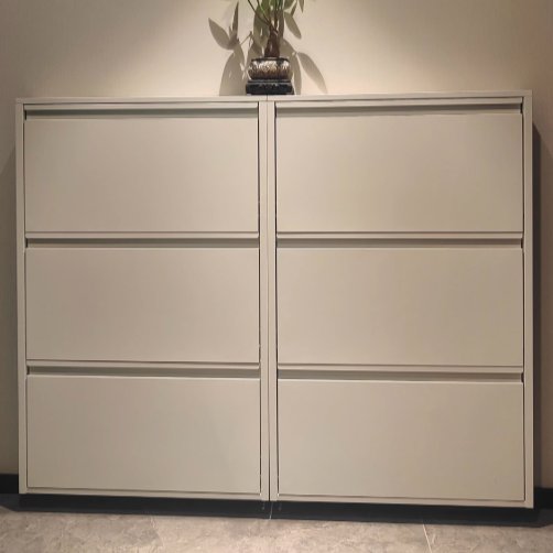 Minimalistischer Stahl Schuhschrank Schmaler Kippschrank View 20