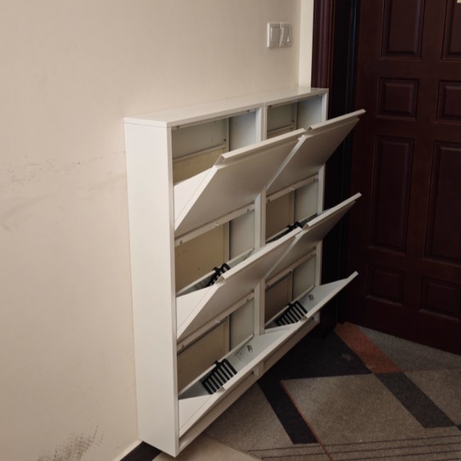 Minimalistischer Stahl Schuhschrank Schmaler Kippschrank View 22