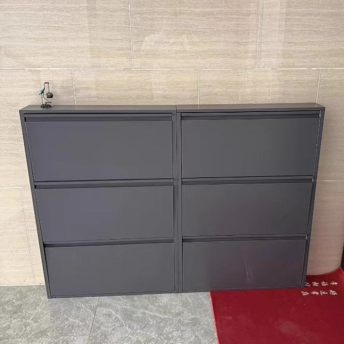 Minimalistischer Stahl Schuhschrank Schmaler Kippschrank View 23