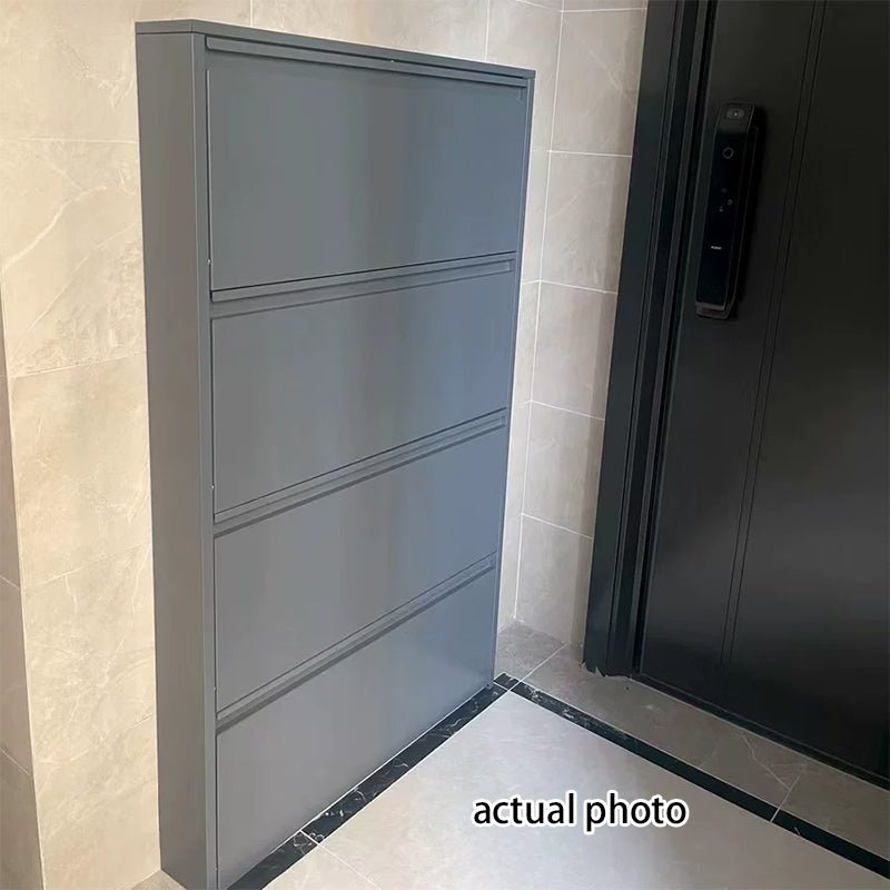 Minimalistischer Stahl Schuhschrank Schmaler Kippschrank View 30