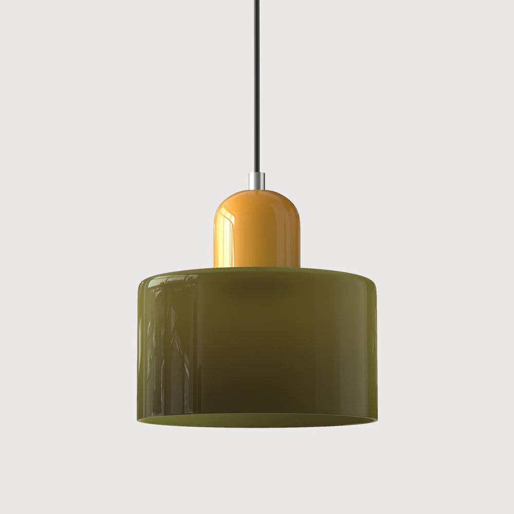Moderne Glas Pendelleuchte im Bauhaus Stil Buntglas Full