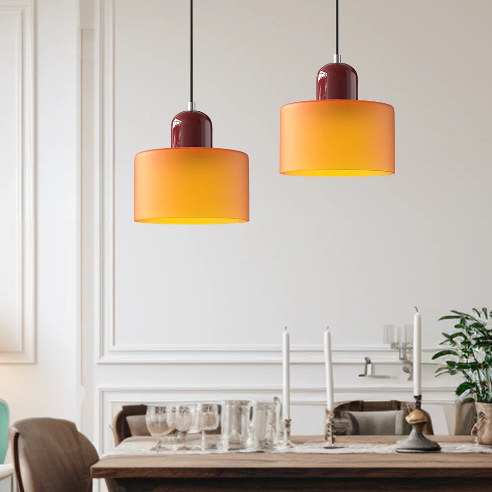 Moderne Glas Pendelleuchte im Bauhaus Stil Buntglas View 13