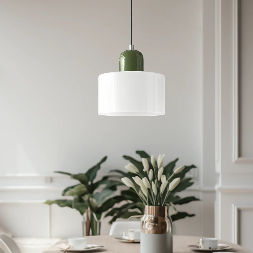 Moderne Glas Pendelleuchte im Bauhaus Stil Buntglas View 18