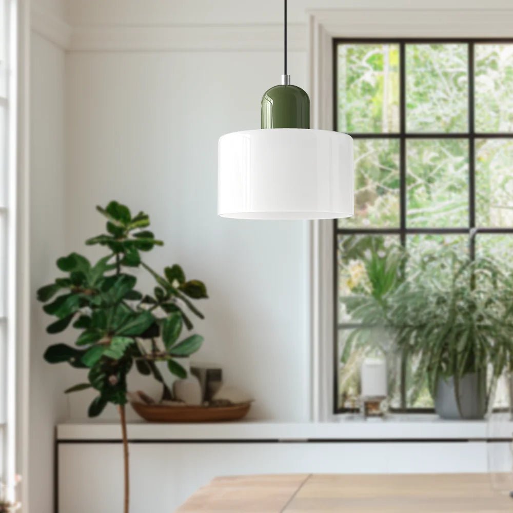 Moderne Glas Pendelleuchte im Bauhaus Stil Buntglas View 19
