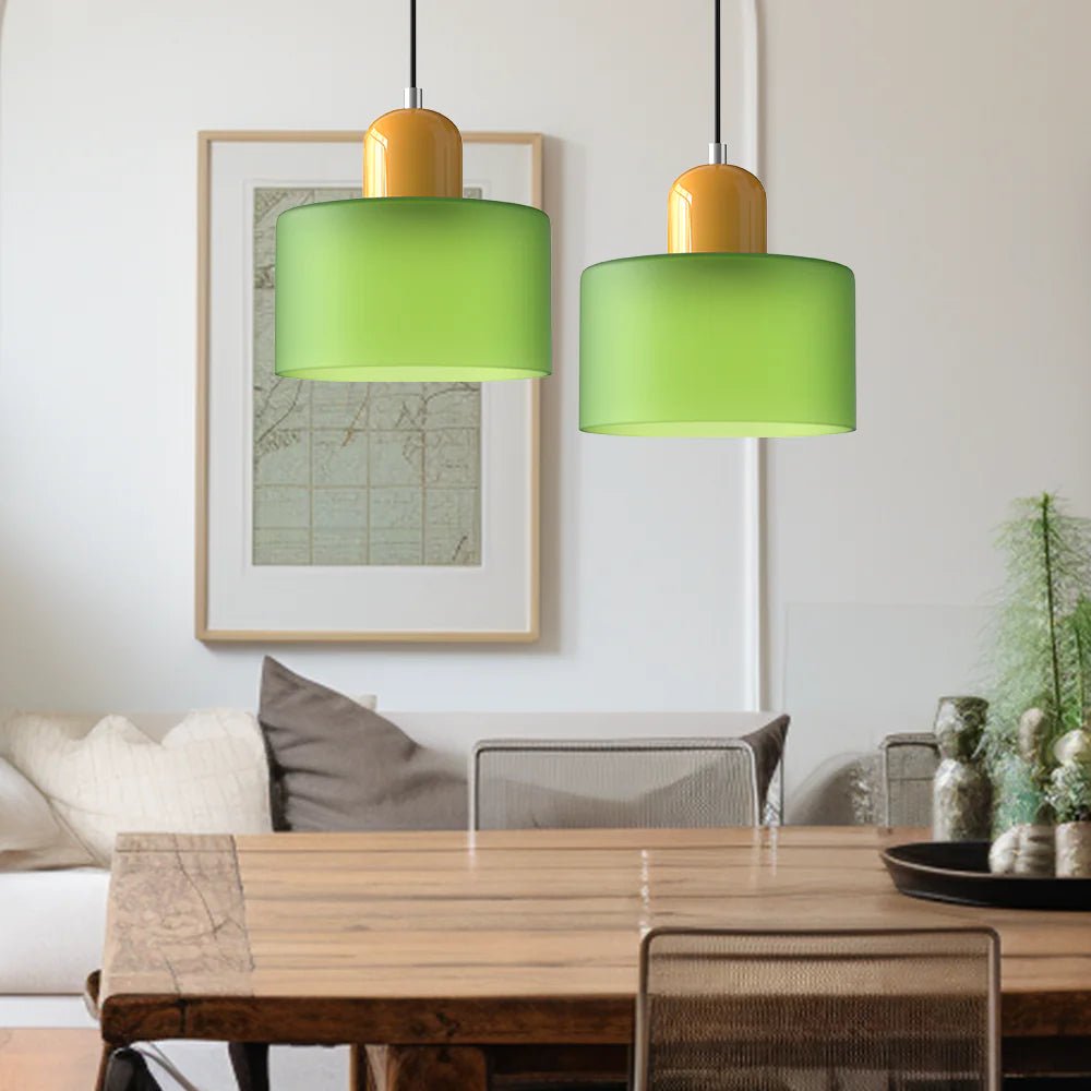 Moderne Glas Pendelleuchte im Bauhaus Stil Buntglas View 31