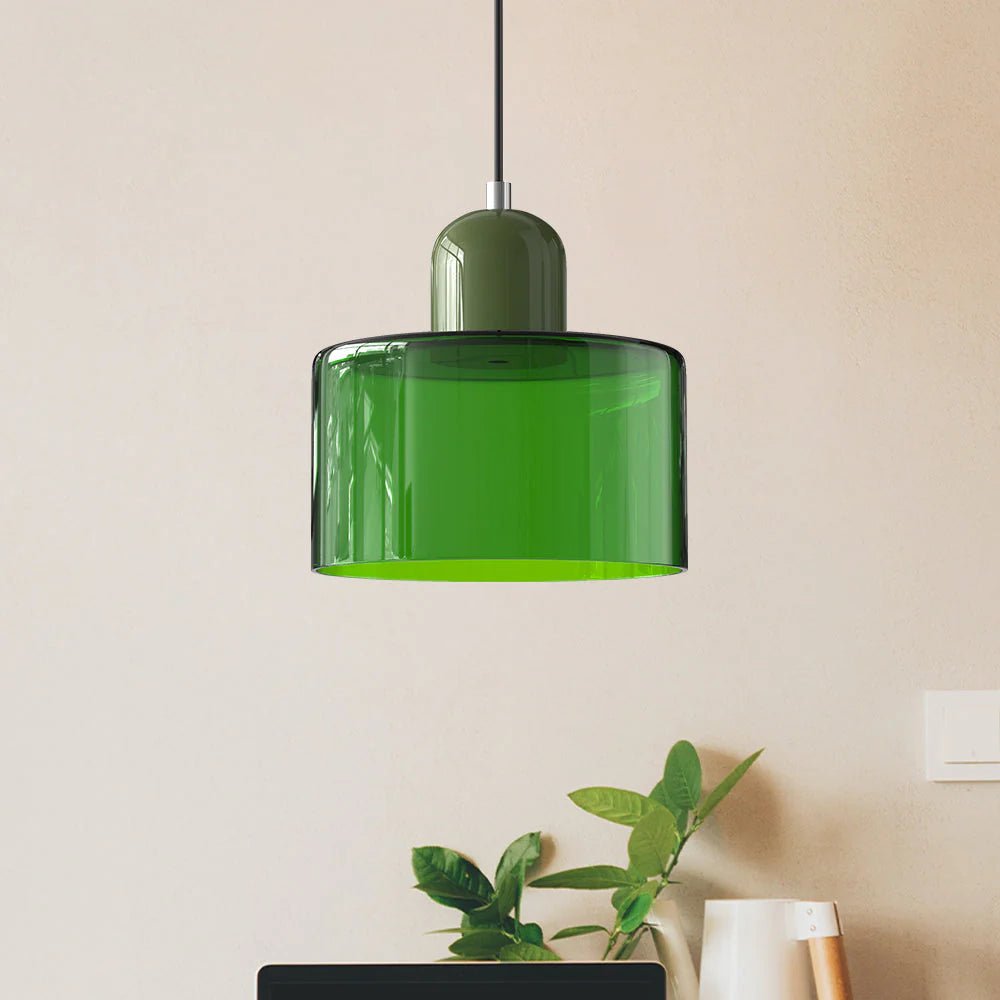 Moderne Glas Pendelleuchte im Bauhaus Stil Buntglas View 41