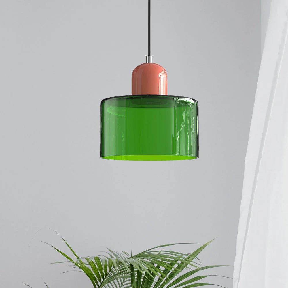Moderne Glas Pendelleuchte im Bauhaus Stil Buntglas View 43