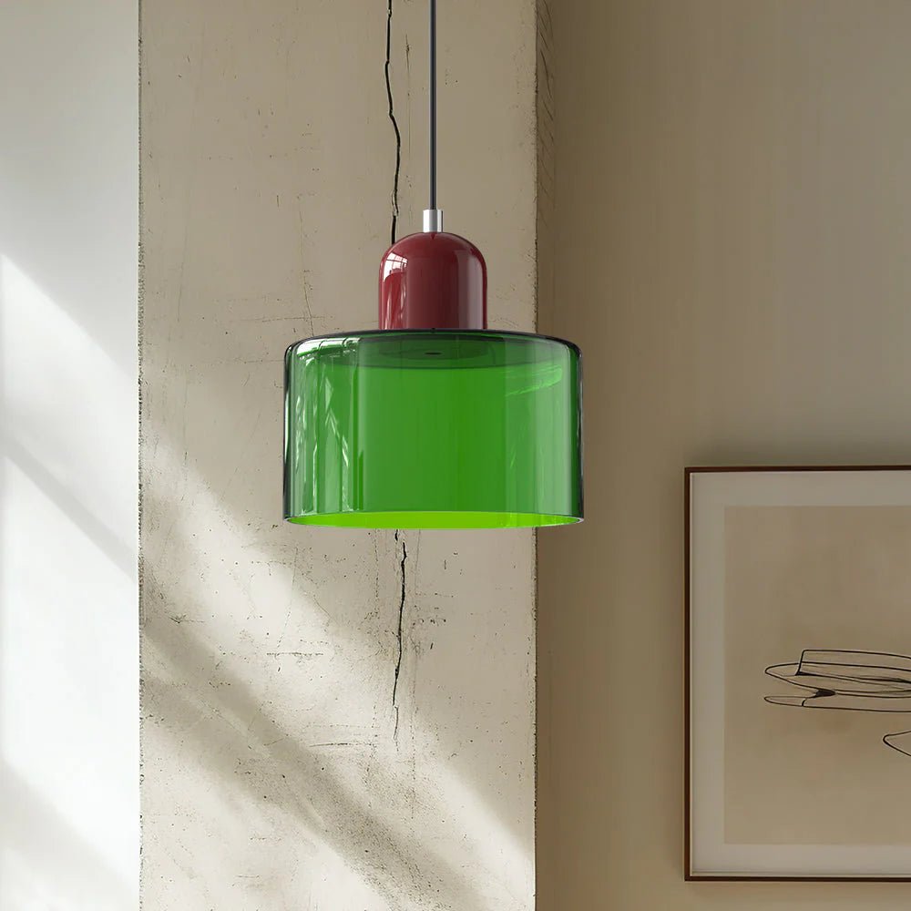 Moderne Glas Pendelleuchte im Bauhaus Stil Buntglas View 45