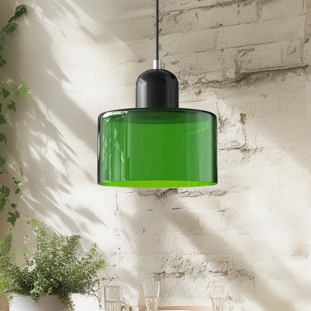 Moderne Glas Pendelleuchte im Bauhaus Stil Buntglas View 47