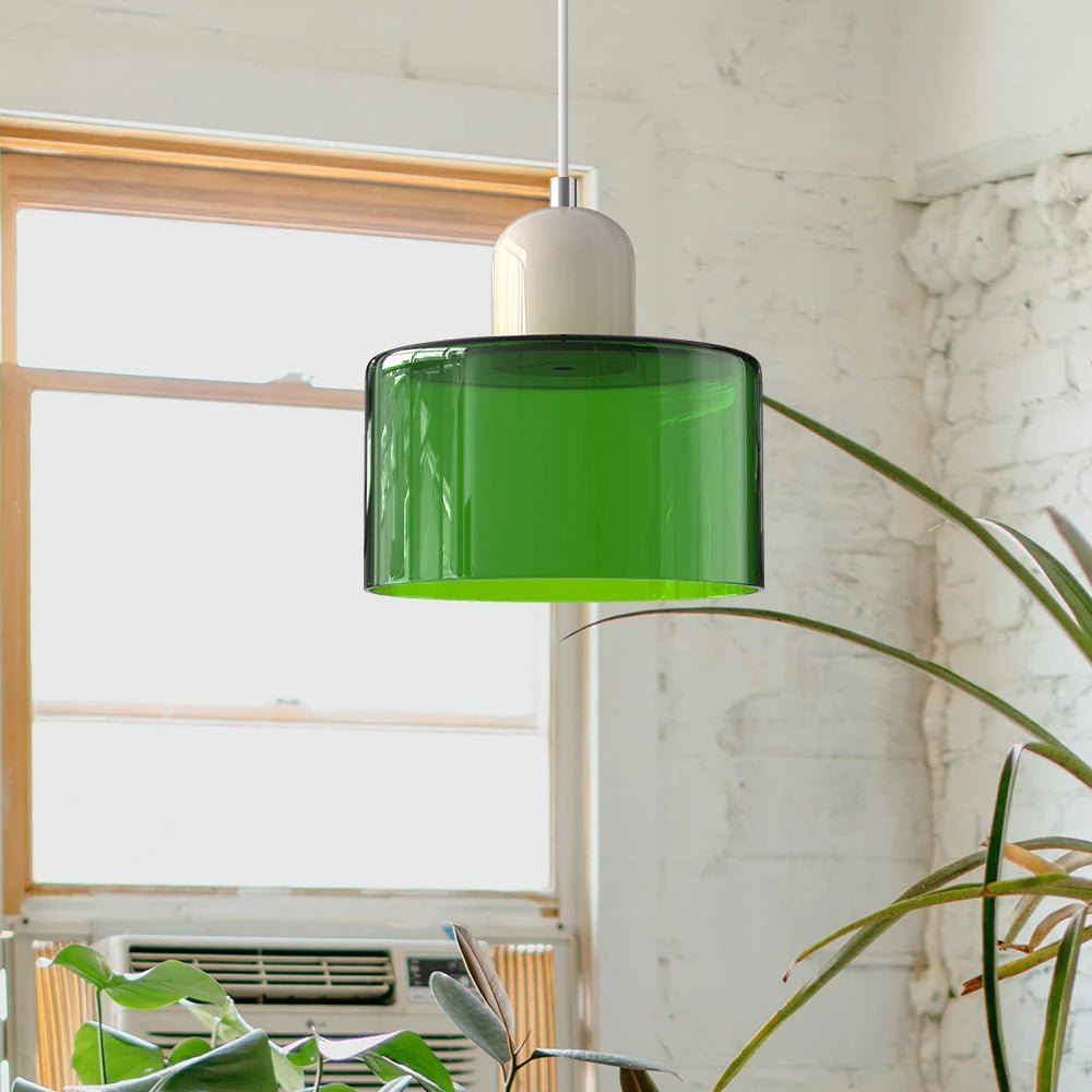 Moderne Glas Pendelleuchte im Bauhaus Stil Buntglas View 51
