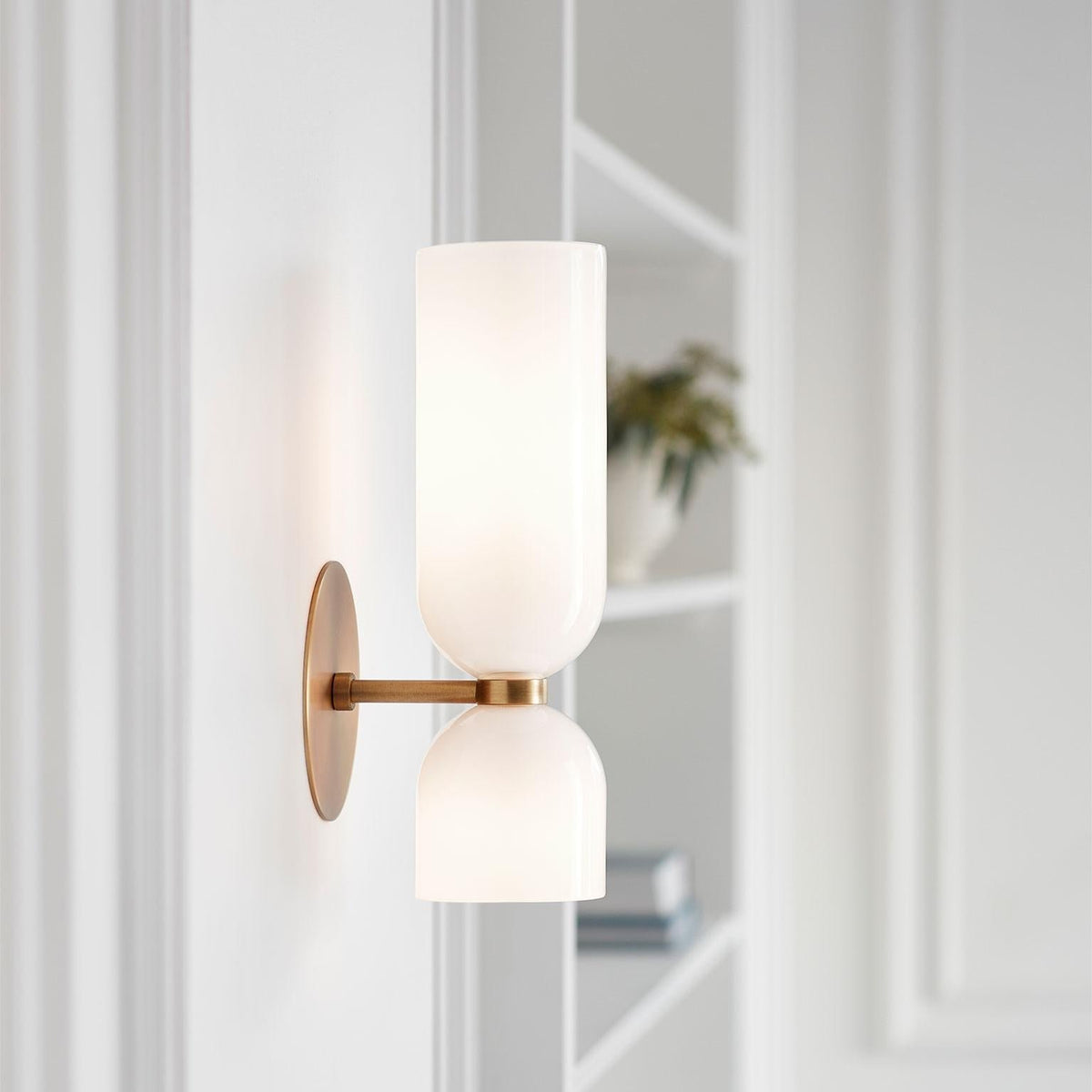 Moderne Glas-Wandleuchte mit Doppelzylinder LED Back