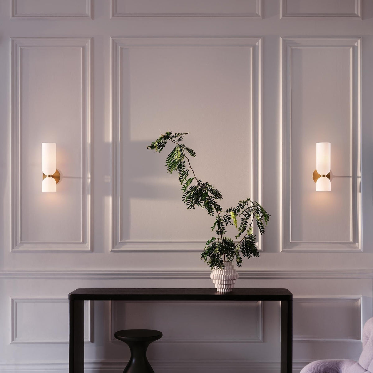 Moderne Glas-Wandleuchte mit Doppelzylinder LED Front
