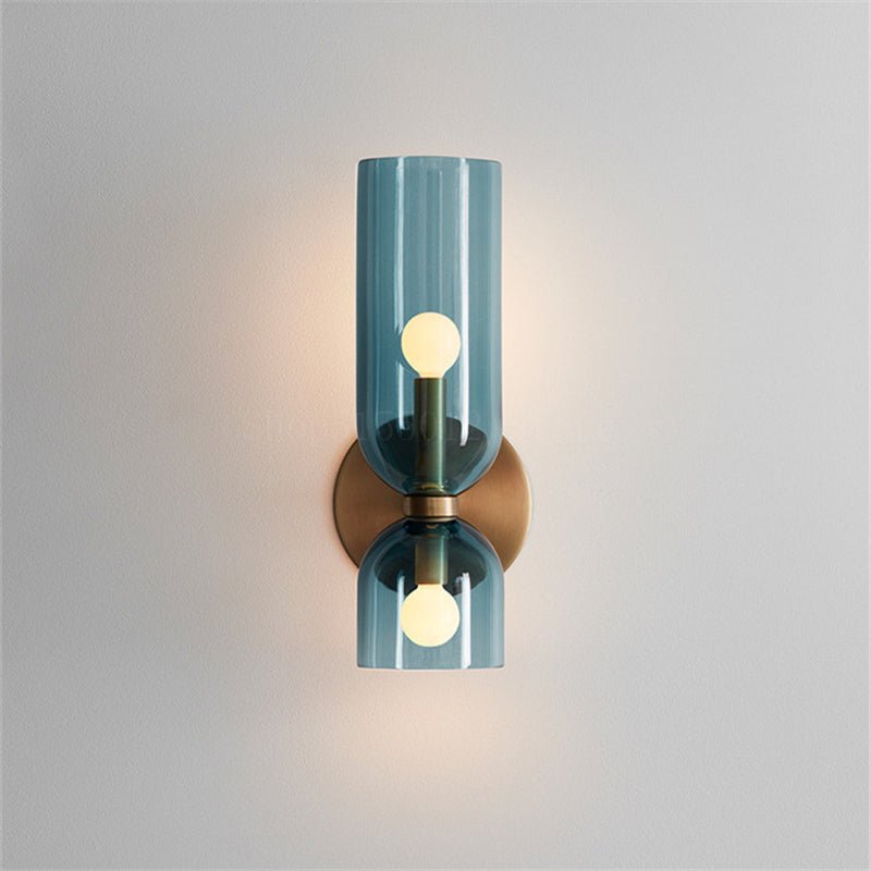 Moderne Glas-Wandleuchte mit Doppelzylinder LED Lifestyle