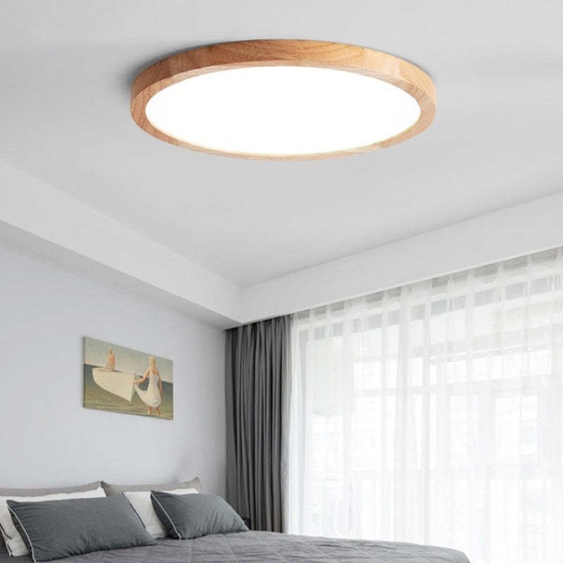 Moderne Holz Deckenleuchte Rund LED Angle
