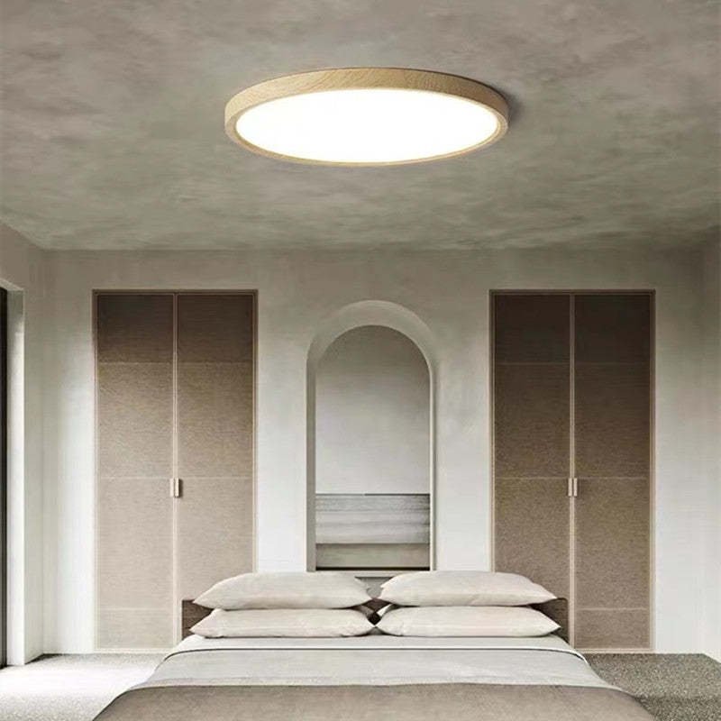 Moderne Holz Deckenleuchte Rund LED Detail