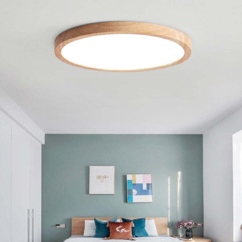Moderne Holz Deckenleuchte Rund LED Full