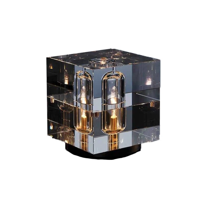 Moderne Kristall Tischlampe mit geometrischem Design Front