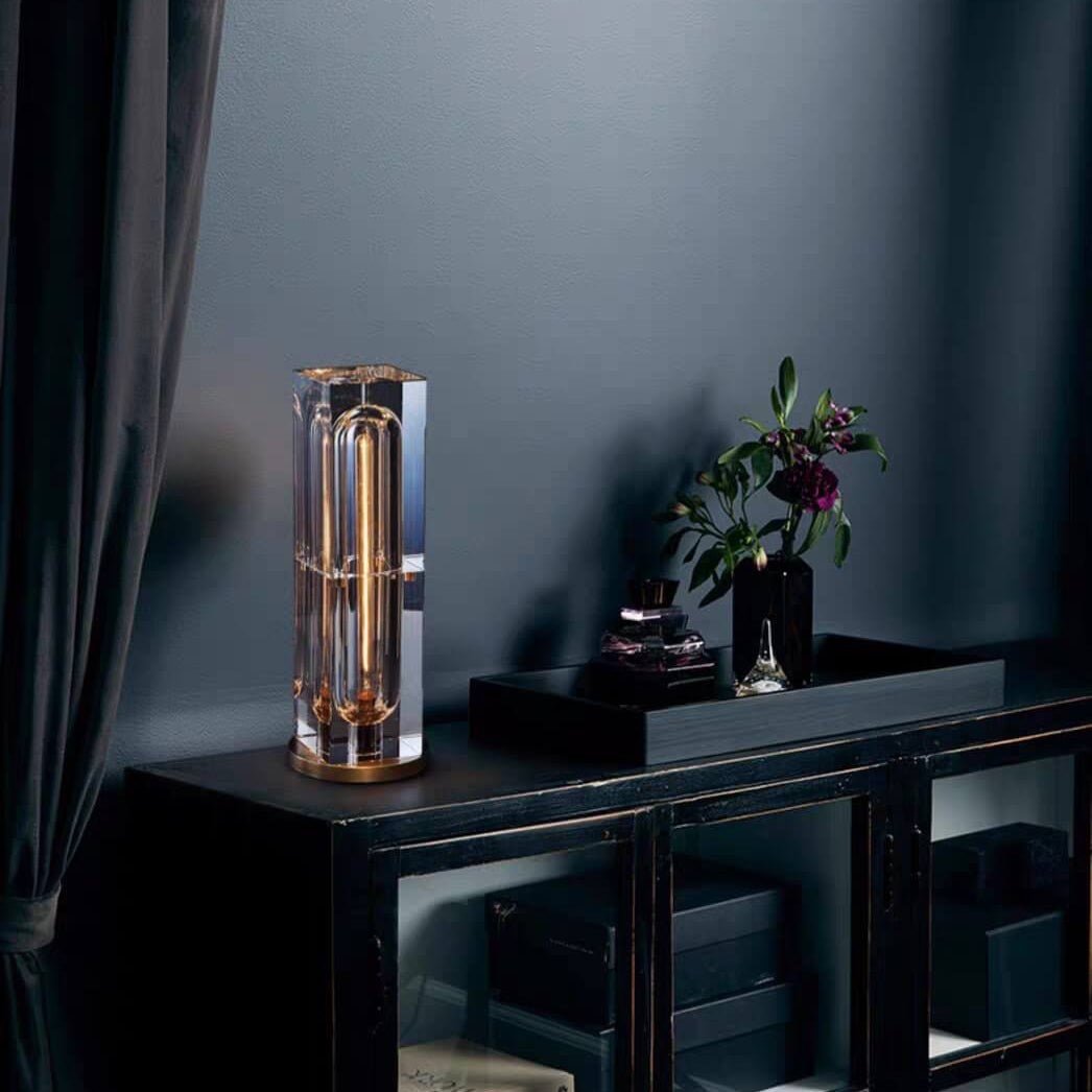 Moderne Kristall Tischlampe mit geometrischem Design Full