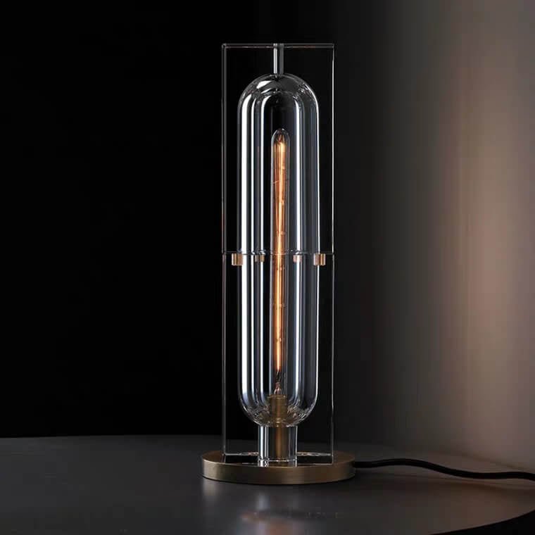 Moderne Kristall Tischlampe mit geometrischem Design View 15