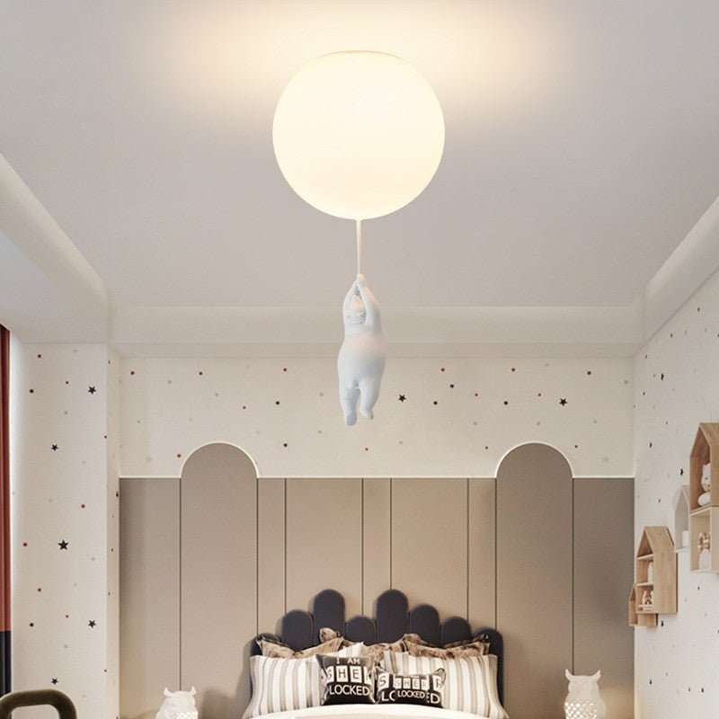 Moderne LED Deckenleuchte mit Bär Figur Rund Angle