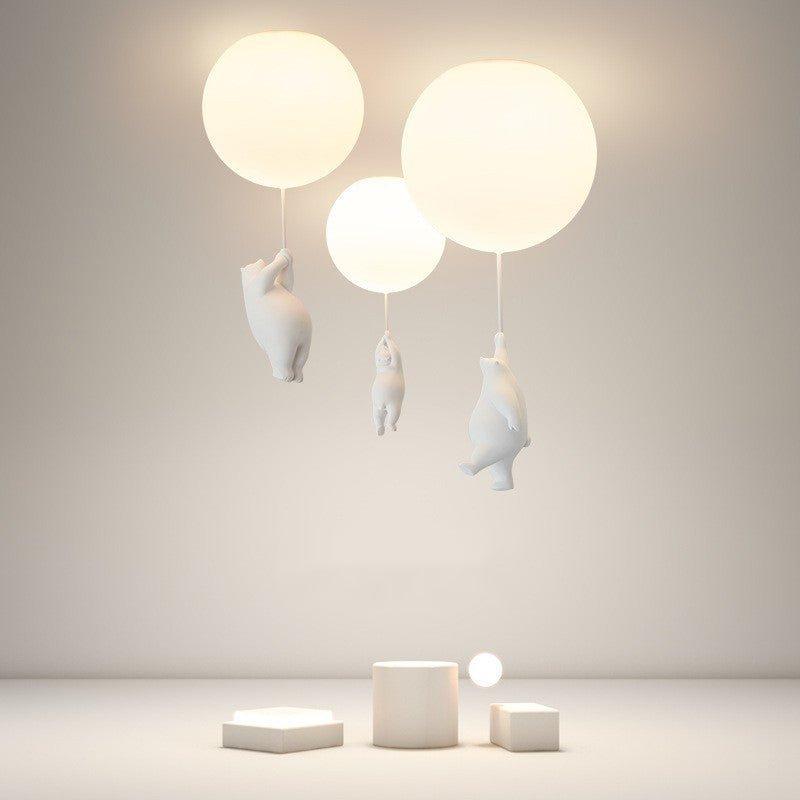 Moderne LED Deckenleuchte mit Bär Figur Rund Detail