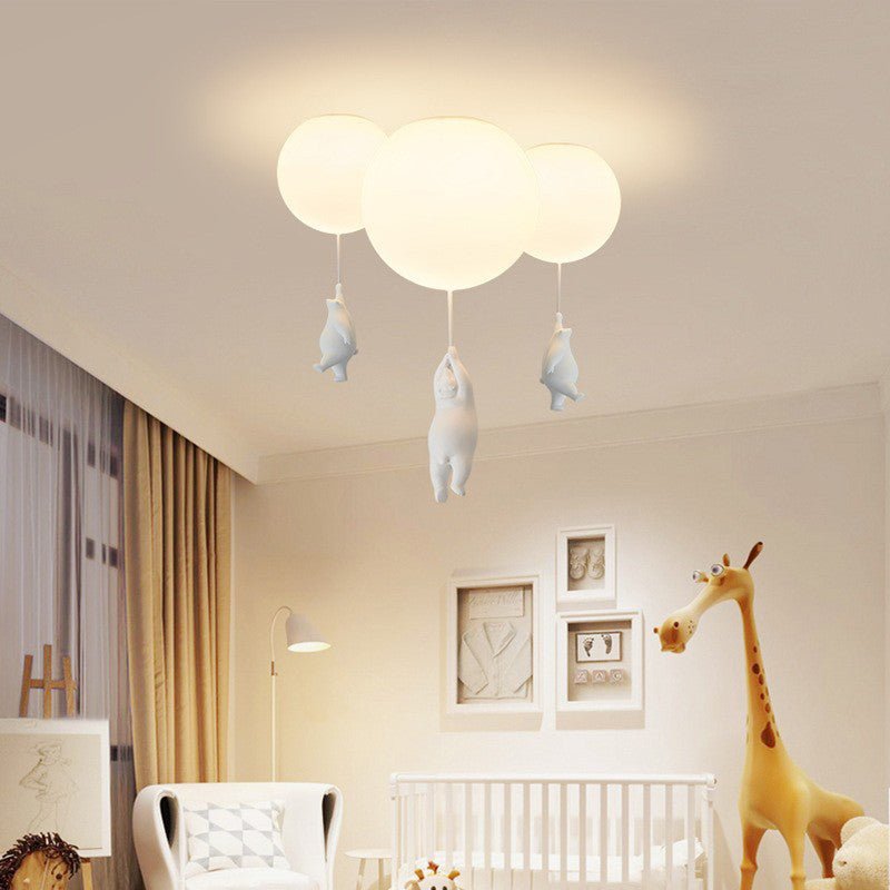 Moderne LED Deckenleuchte mit Bär Figur Rund Front