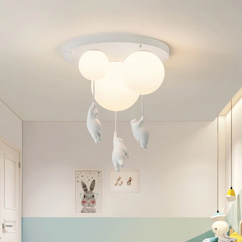 Moderne LED Deckenleuchte mit Bär Figur Rund Full