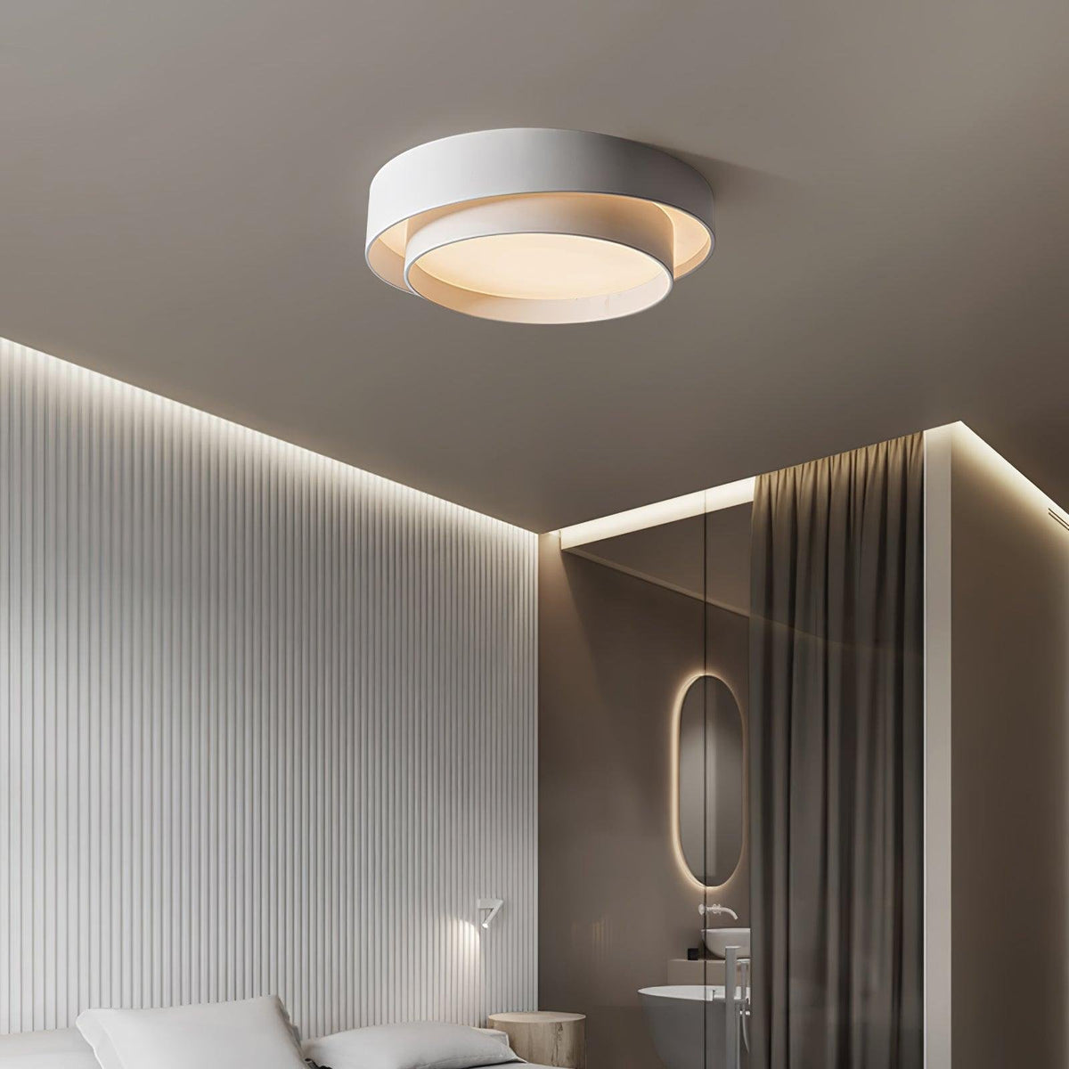 Moderne LED Deckenleuchte mit Doppelring Zylindrisch Close Up
