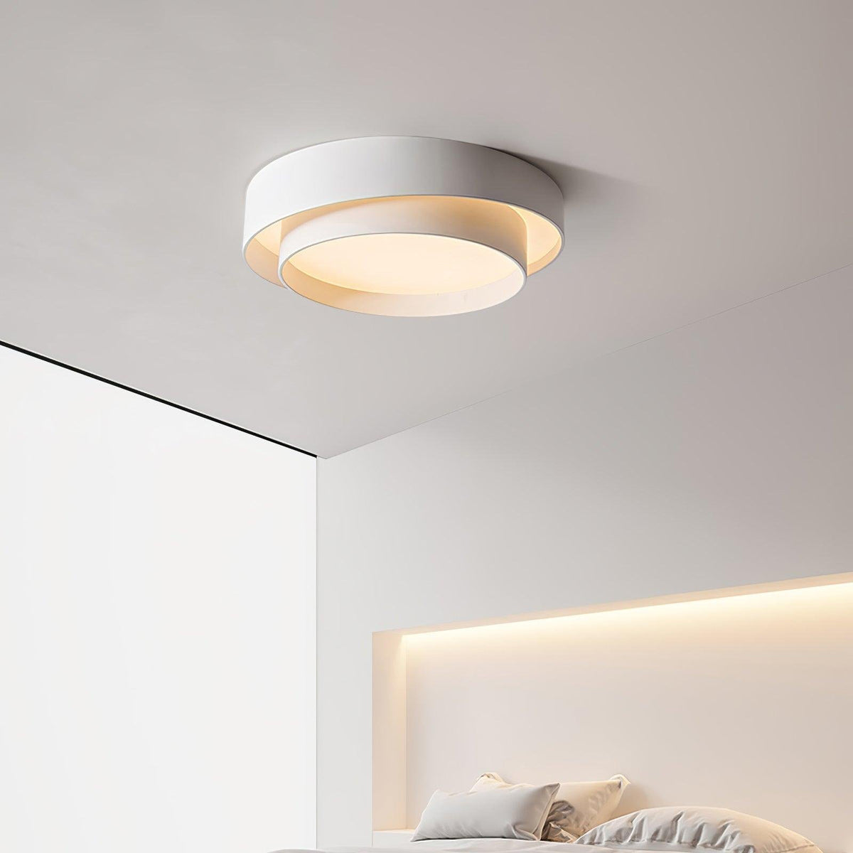 Moderne LED Deckenleuchte mit Doppelring Zylindrisch Detail