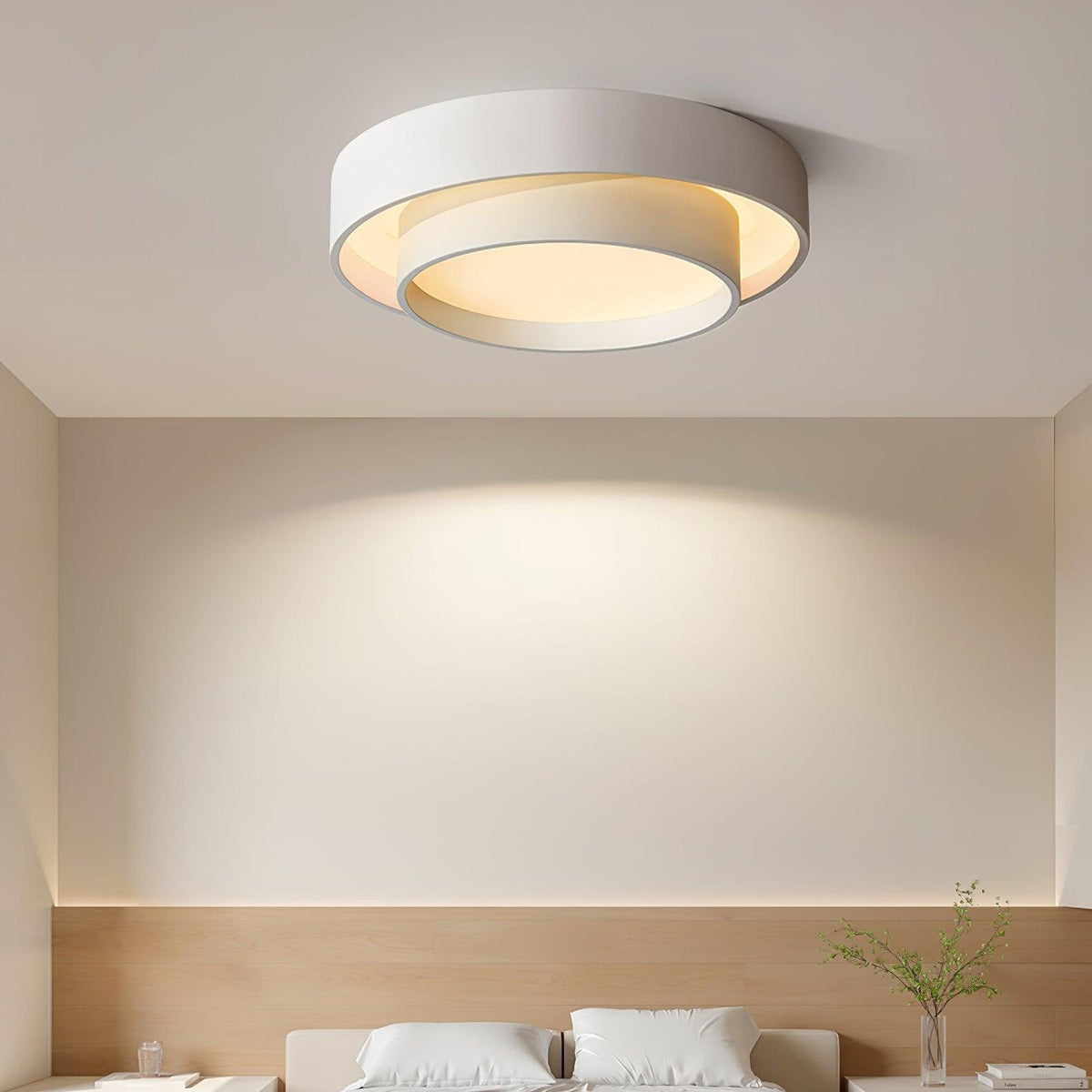 Moderne LED Deckenleuchte mit Doppelring Zylindrisch Front