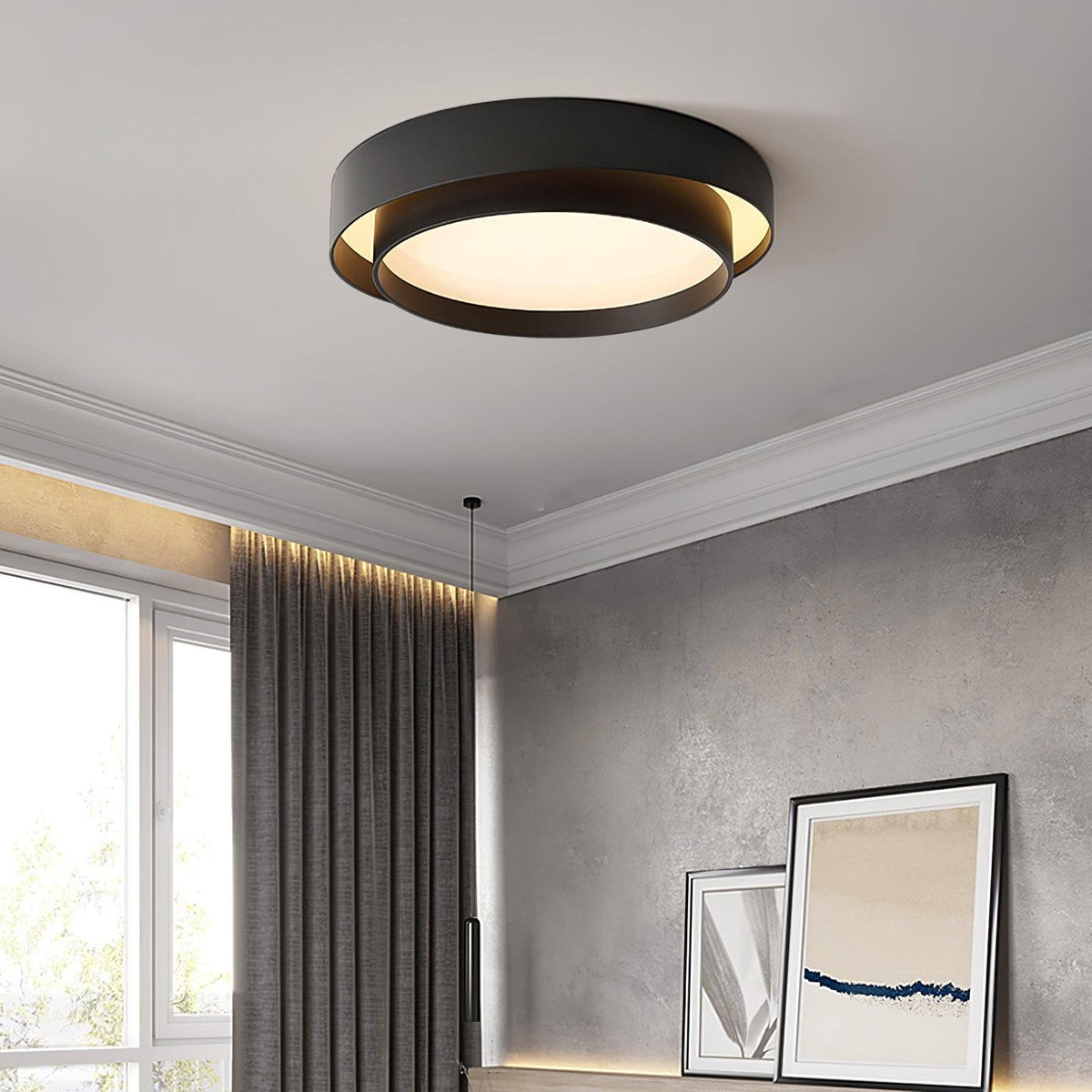 Moderne LED Deckenleuchte mit Doppelring Zylindrisch Lifestyle