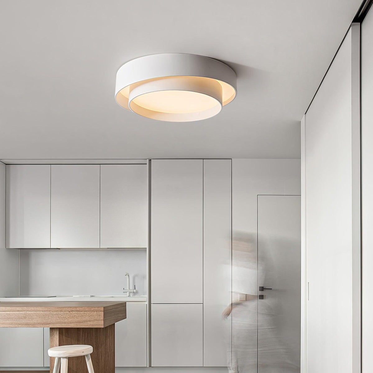 Moderne LED Deckenleuchte mit Doppelring Zylindrisch Side