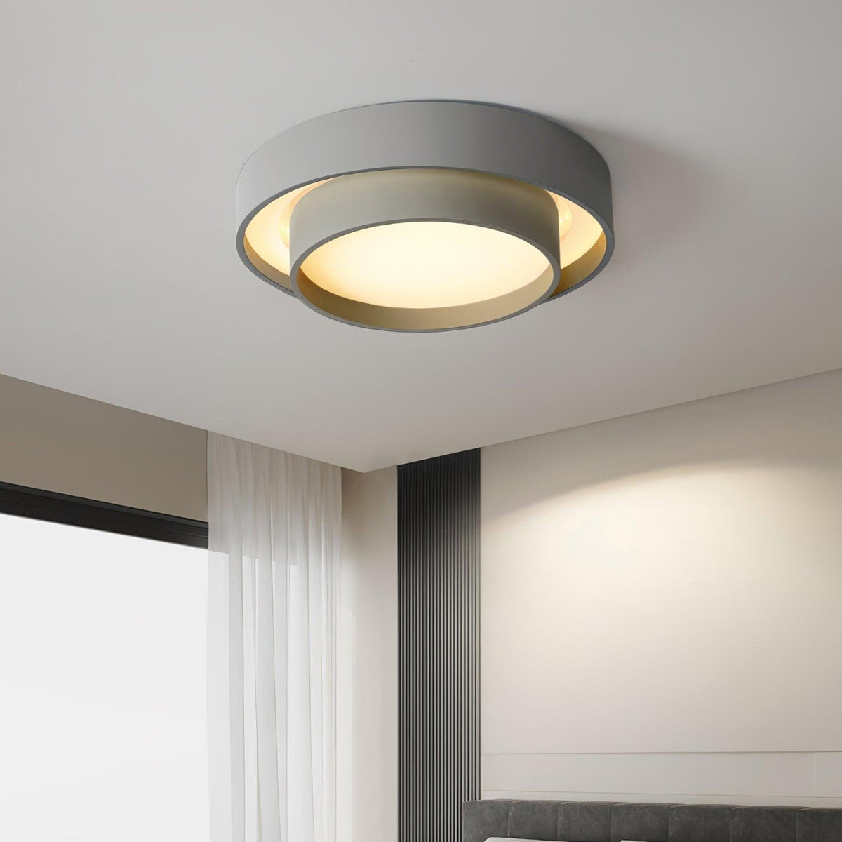 Moderne LED Deckenleuchte mit Doppelring Zylindrisch View 17