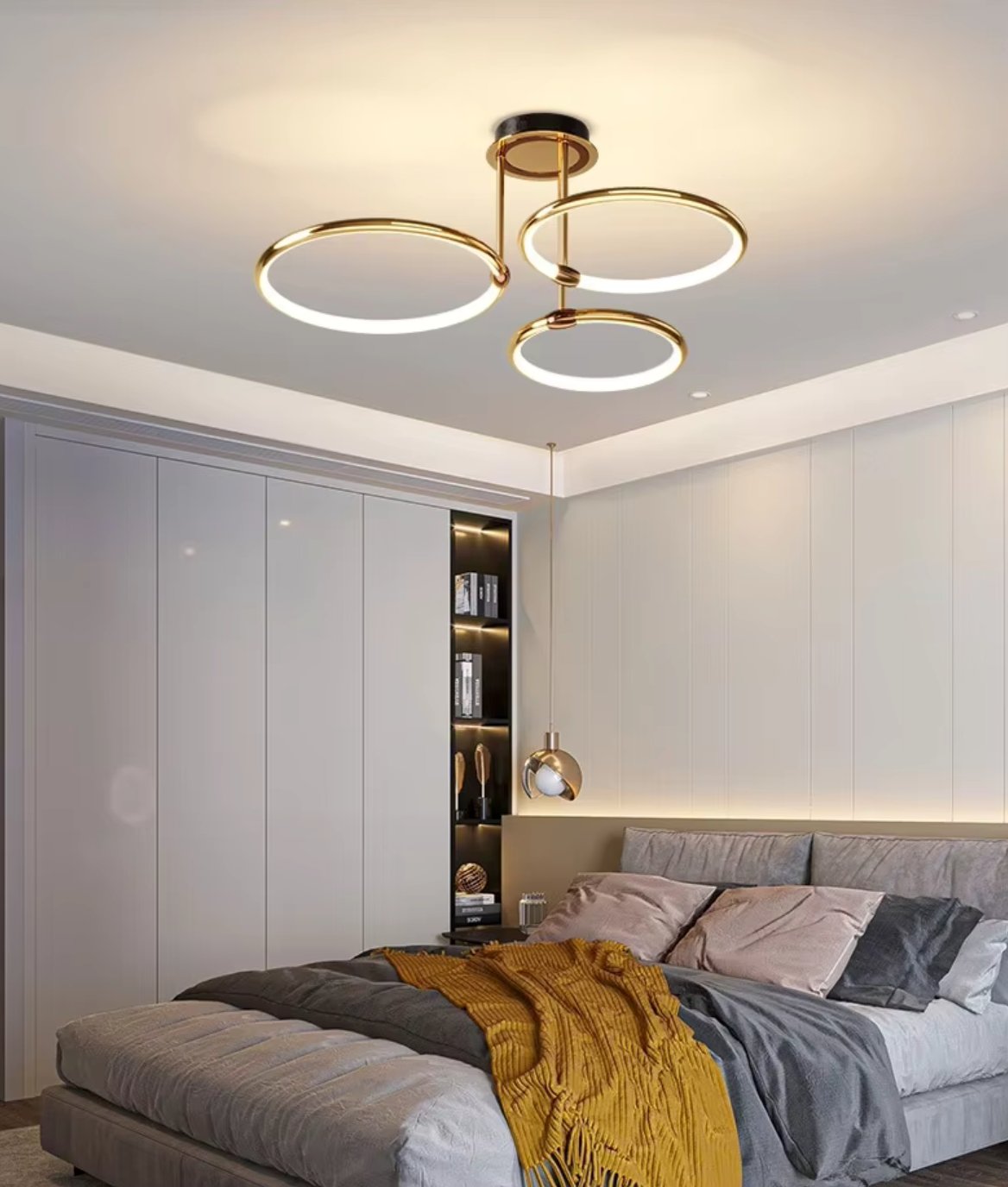 Moderne LED Deckenleuchte mit Ring Design Geometrisch Detail