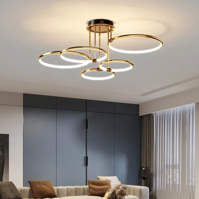 Moderne LED Deckenleuchte mit Ring Design Geometrisch Hero