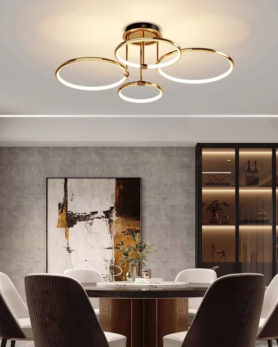Moderne LED Deckenleuchte mit Ring Design Geometrisch Side