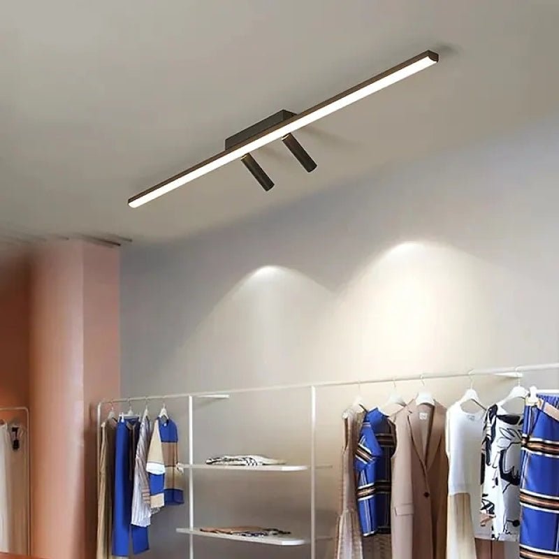 Moderne LED Deckenleuchte Schwarz Linear mit Spots Alternate