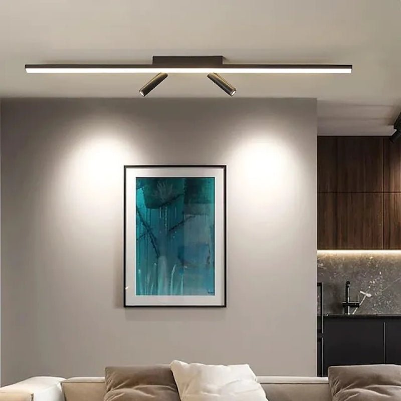 Moderne LED Deckenleuchte Schwarz Linear mit Spots Angle