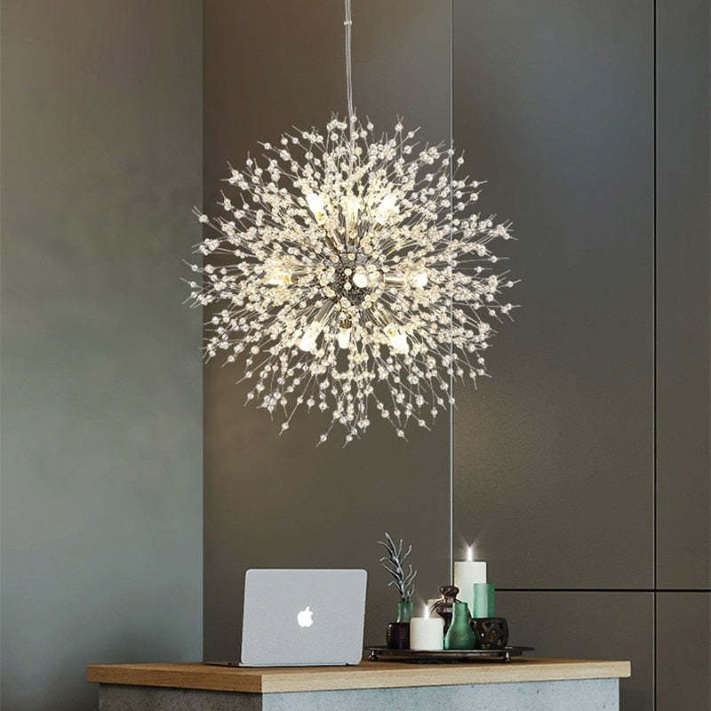 Moderne LED Hängeleuchte mit Pusteblumen Silhouette Angle