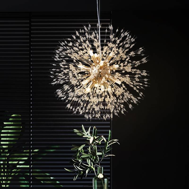 Moderne LED Hängeleuchte mit Pusteblumen Silhouette Front