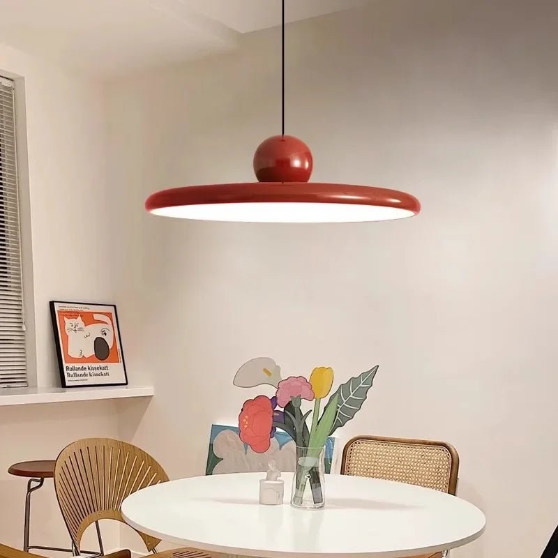 Moderne LED Pendelleuchte im Bauhaus Design Scheibenförmig Angle