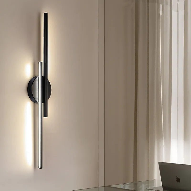 Moderne LED Wandleuchte Schwarz Weiß Linear Back