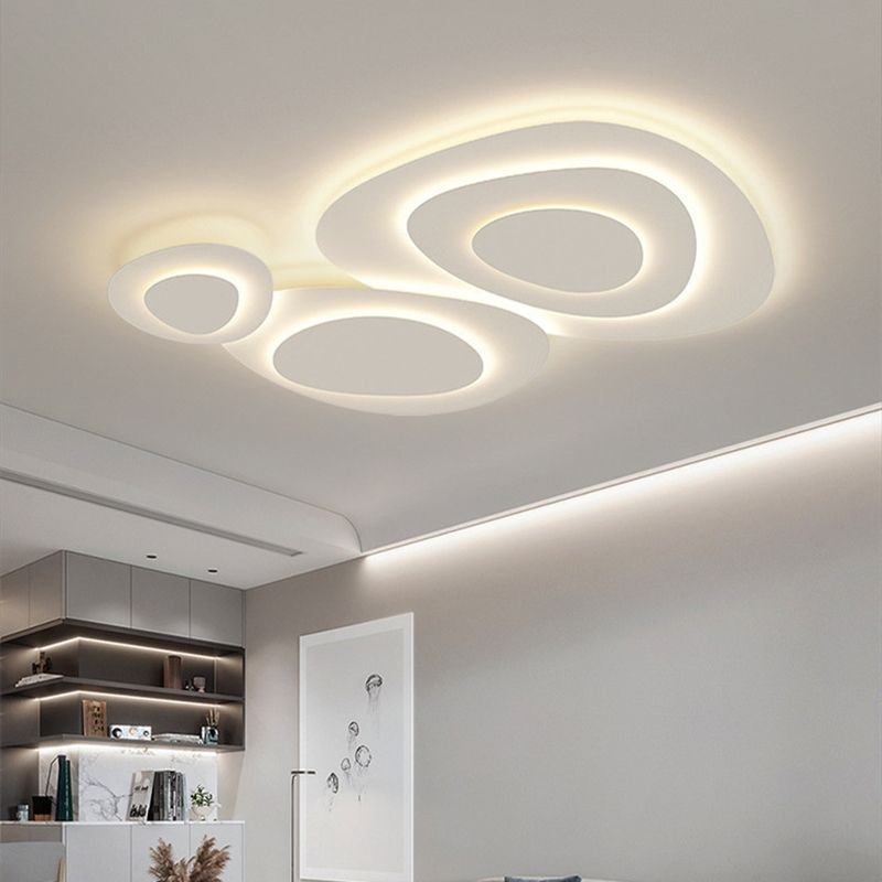 Moderne Metall Deckenleuchte Weiß mit Ringdesign Front