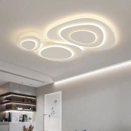 Moderne Metall Deckenleuchte Weiß mit Ringdesign View 12