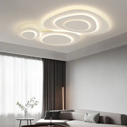 Moderne Metall Deckenleuchte Weiß mit Ringdesign View 13