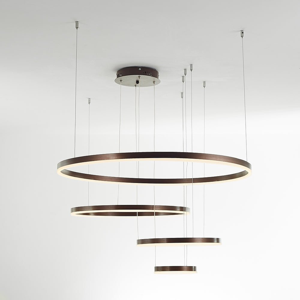 Moderne Metall Hängeleuchte mit Ringen in Schwarz Gold View 26