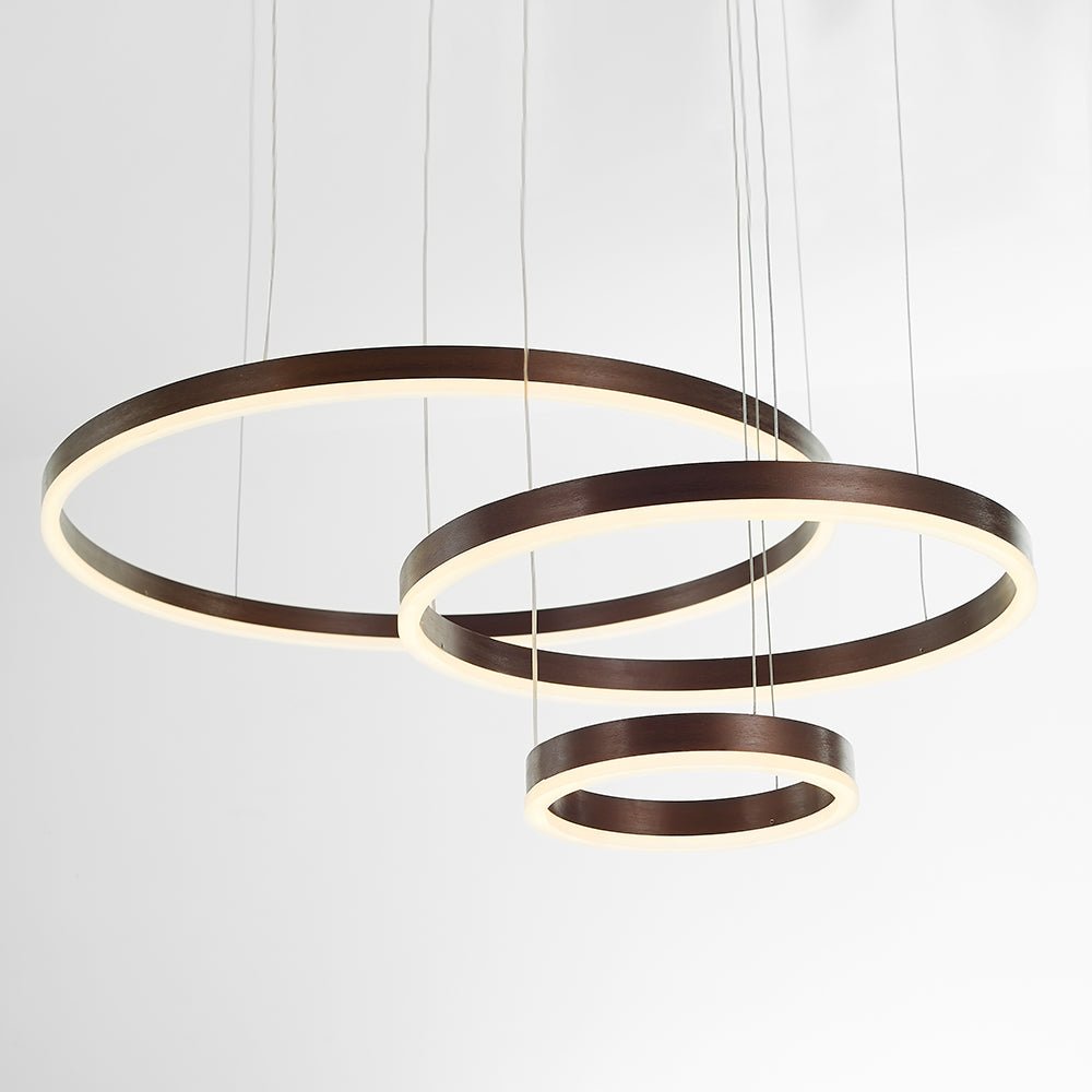 Moderne Metall Hängeleuchte mit Ringen in Schwarz Gold View 27