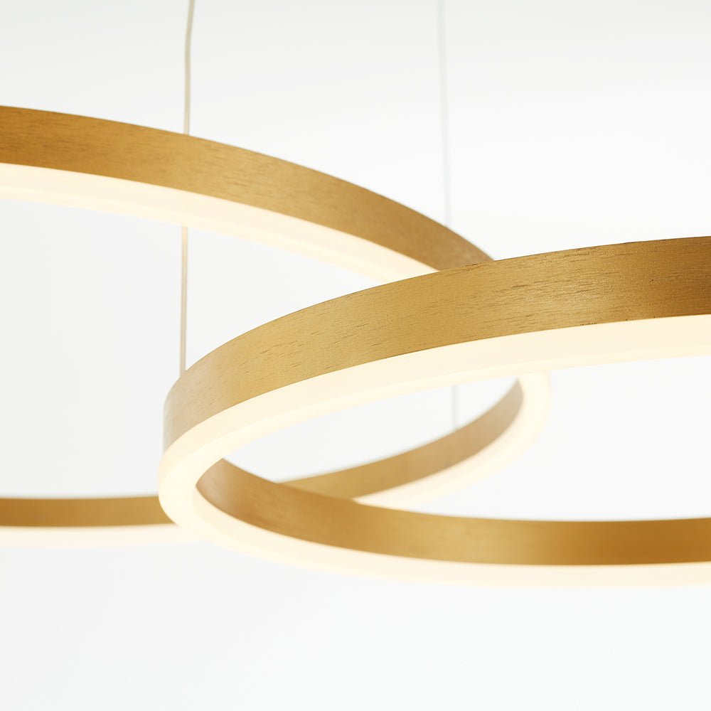 Moderne Metall Hängeleuchte mit Ringen in Schwarz Gold View 36