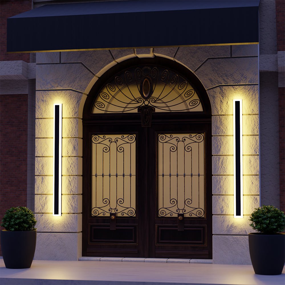 Moderne Metall LED Außenwandleuchte Linear IP65 Front