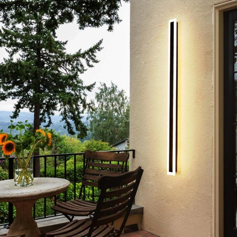 Moderne Metall LED Außenwandleuchte Linear IP65 Full